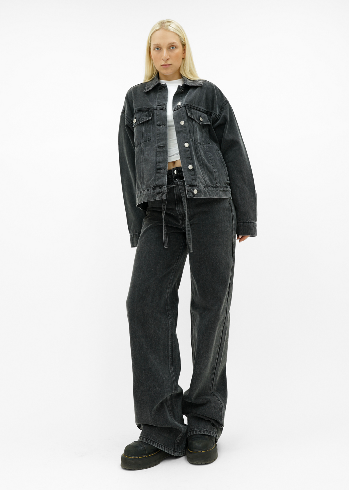 Oversized denim jacket dark washed grey (tall)