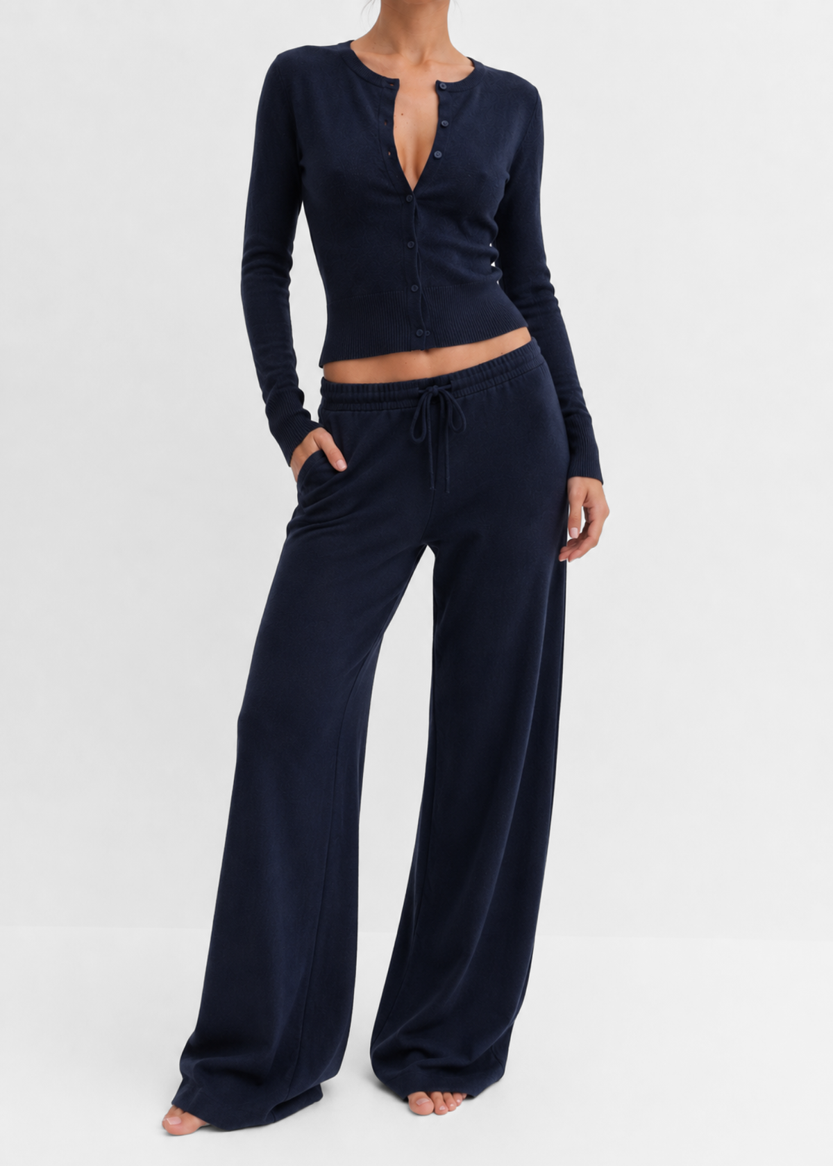 Soft knitted cardigan night blue (tall)