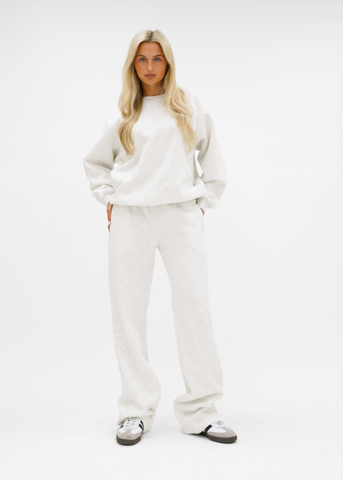 Low/mid waist jogger pants light grey melange (tall)