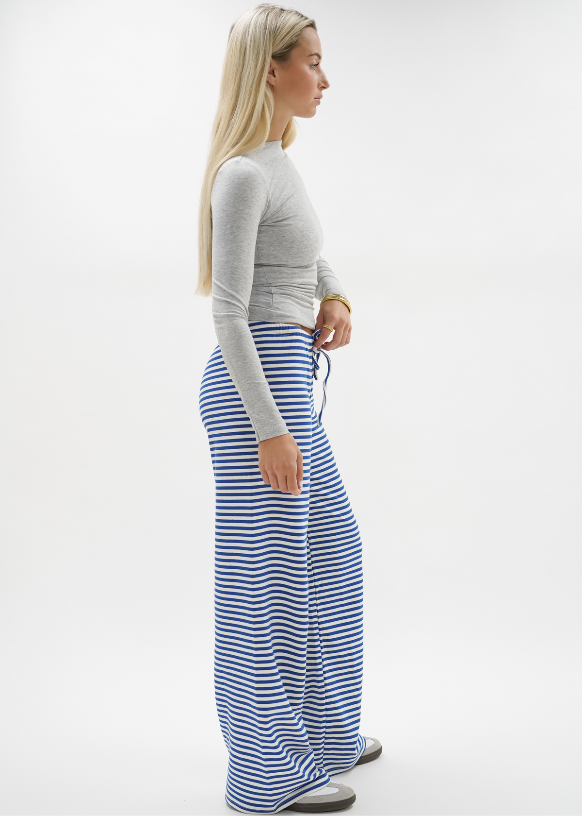 Soft striped pants crème/blue (regular)
