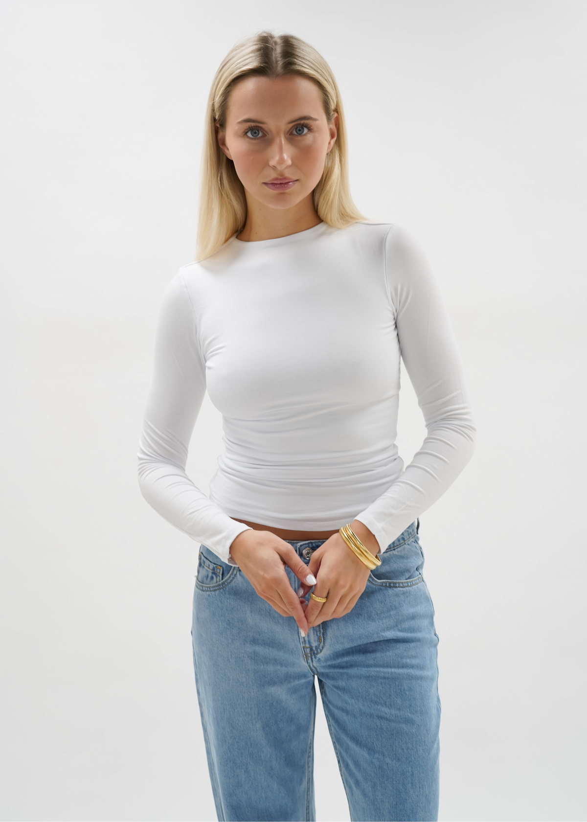 Long sleeve top long white (tall)