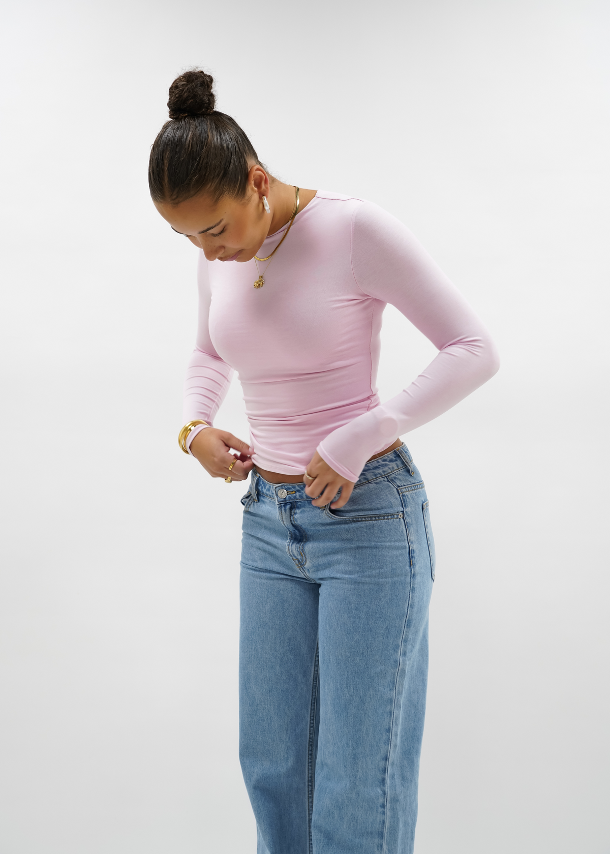 Long sleeve top long light pink (tall)