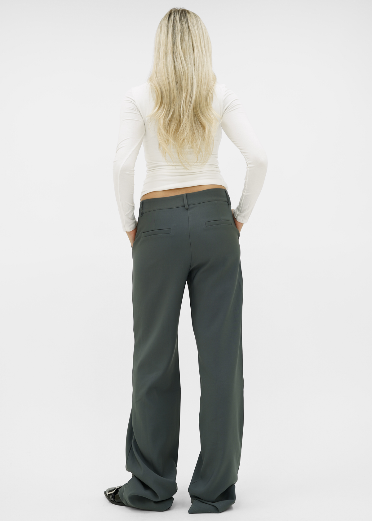 Low/mid waist wide leg pants casual charcoal (tall)