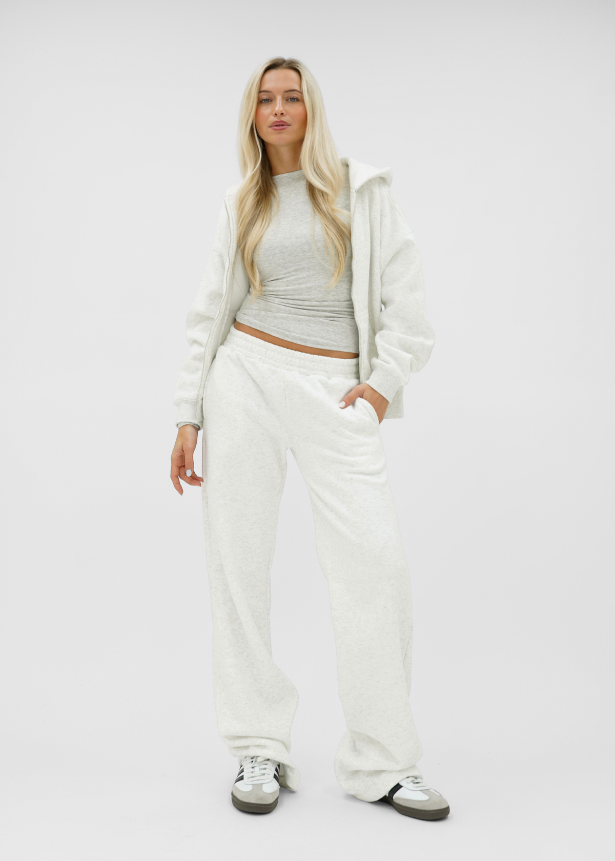Low/mid waist jogger pants light grey melange (tall)