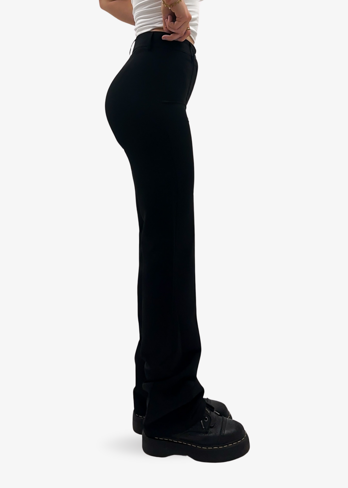 Straight leg pants met pressfold black (regular)
