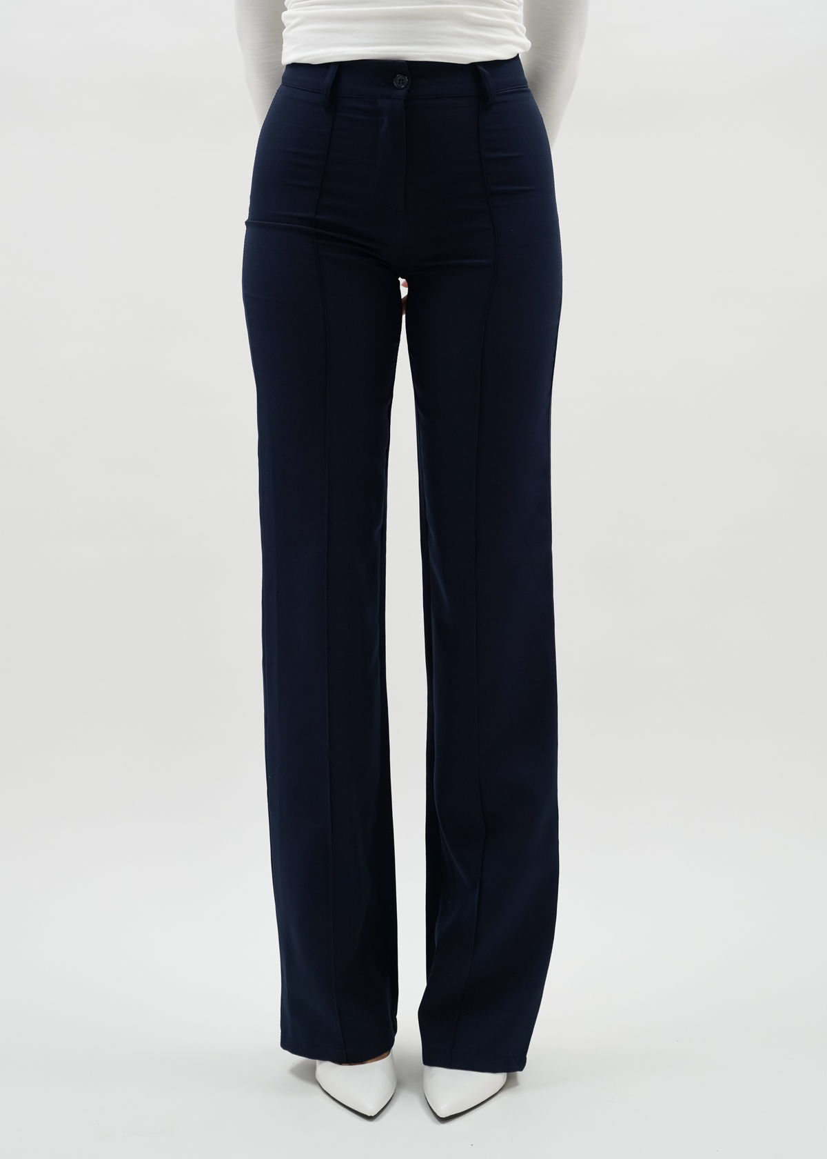 Straight leg pants met pressfold night blue (tall)