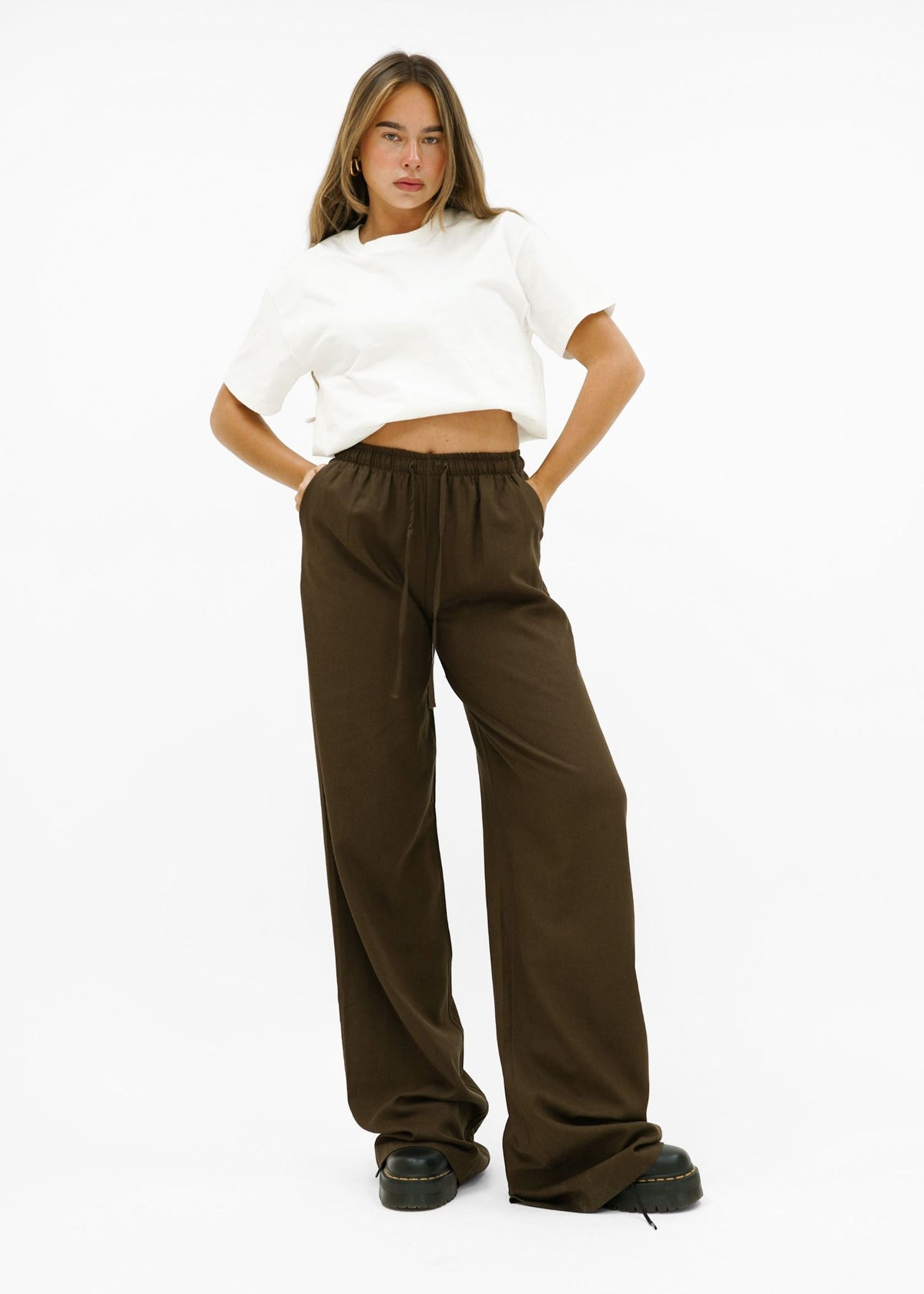 Linnen pants (tall) brown