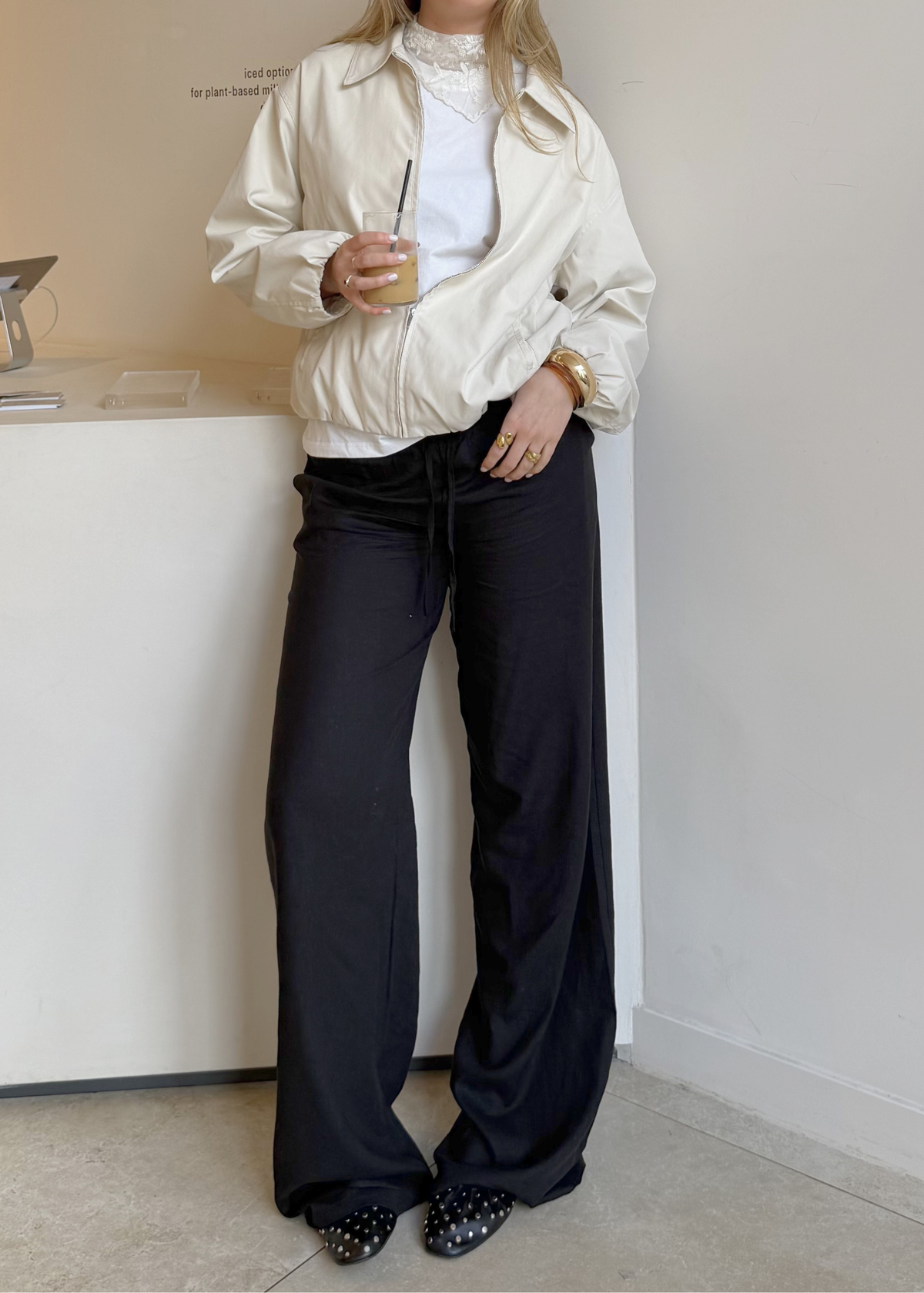 Low waist linnen pants (tall) black
