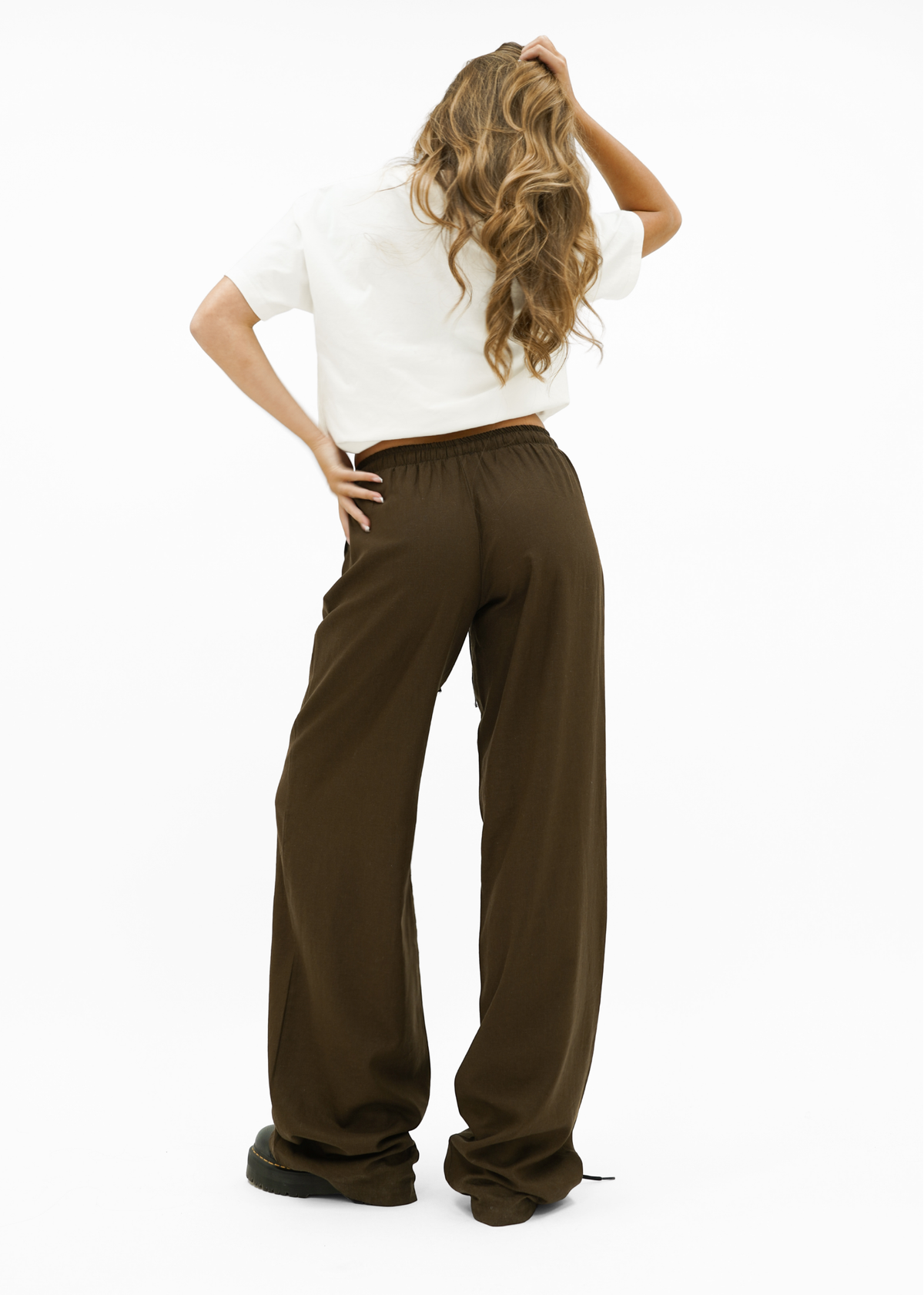 Low waist linnen pants (tall) brown