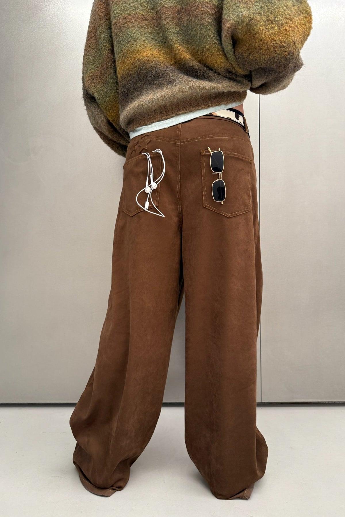 Suede Dark Brown Jumbo Pants