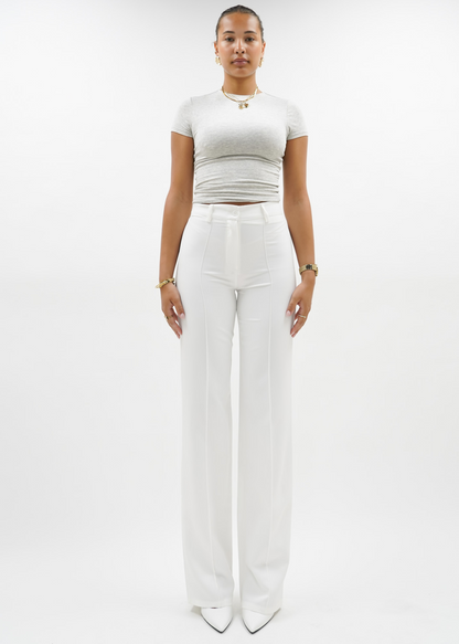 Straight leg pants met pressfold white (tall)