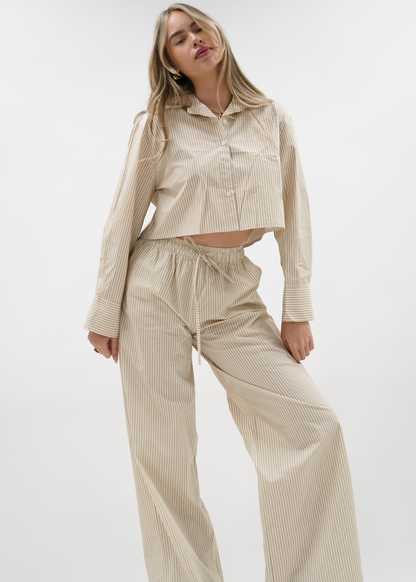 Cotton pants striped (tall) beige/white