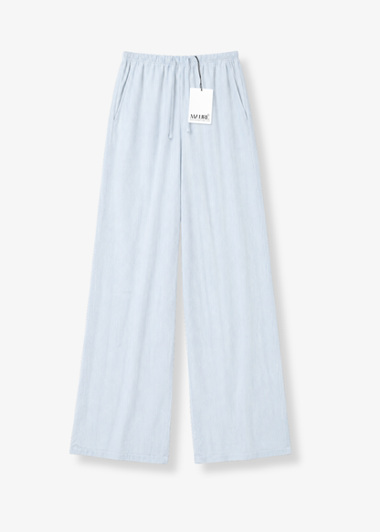 Mid waist striped cotton pants (tall) light blue