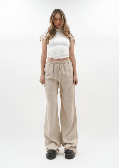 Linnen pants (tall) taupe