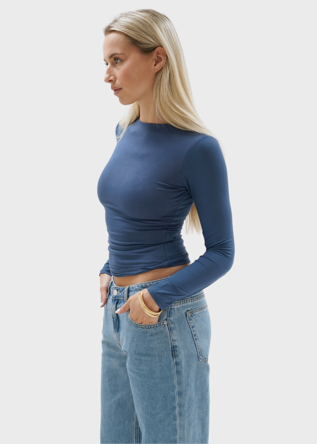 Long sleeve top long dark blue (tall)