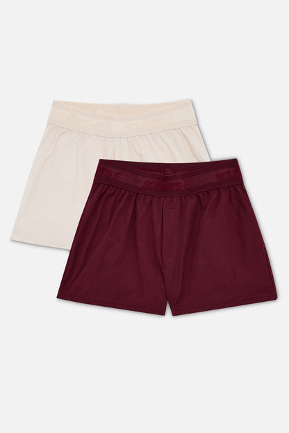 Burgundy &amp; Ecru Boxer Pack