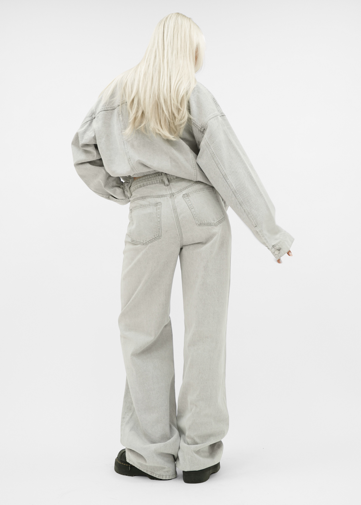 Oversized denim jacket light washed grey (tall)