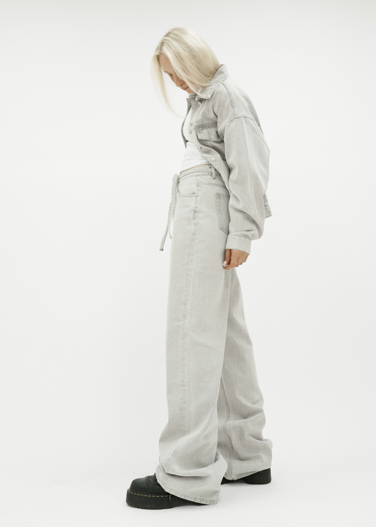 Oversized denim jacket light washed grey (tall)