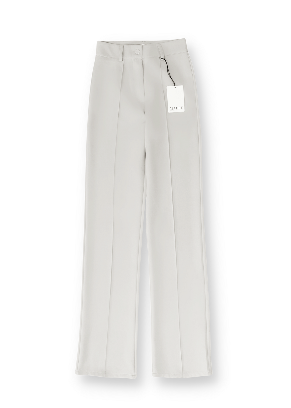 Straight leg pants met pressfold creamy grey (tall)