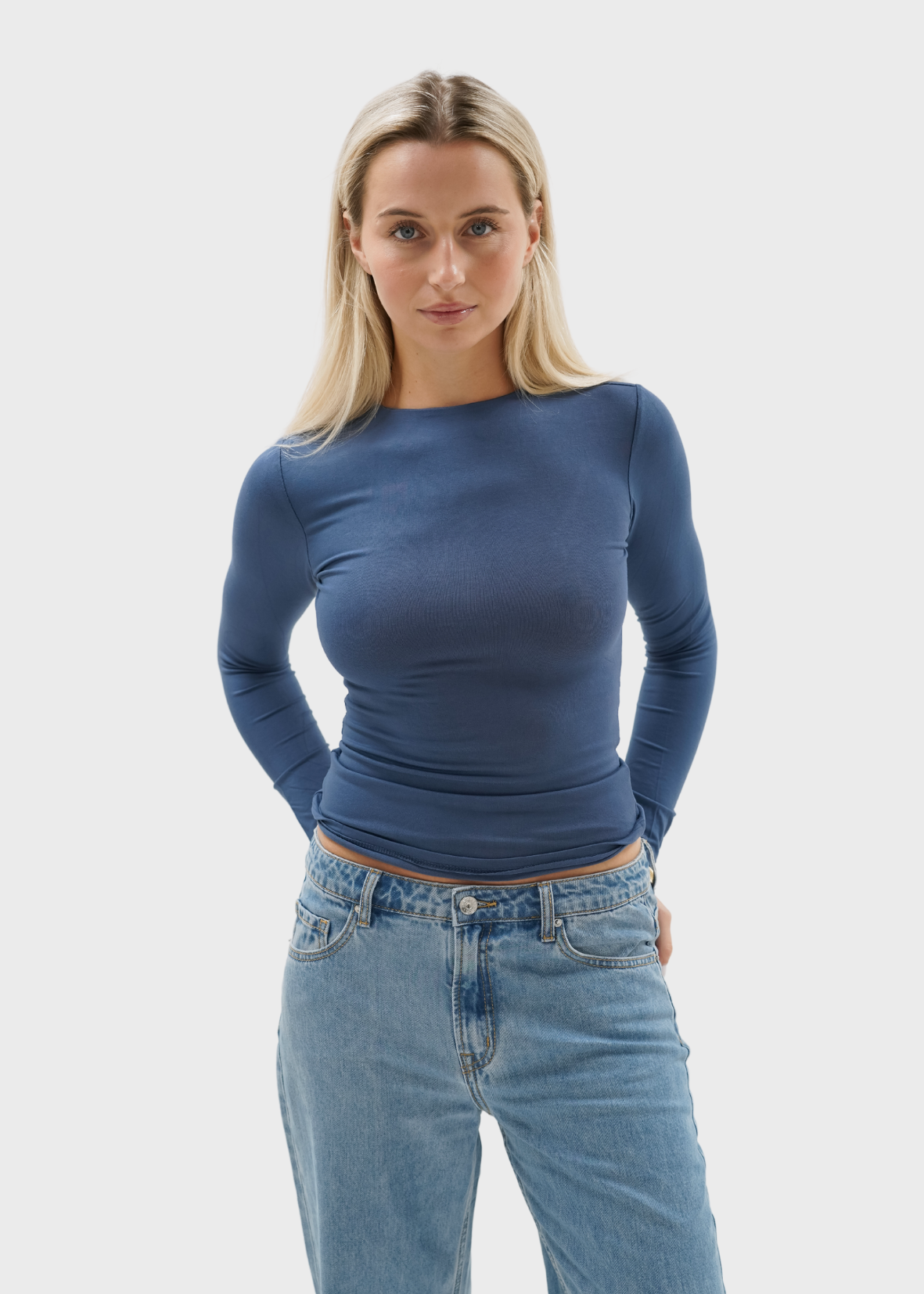 Long sleeve top long dark blue (tall)