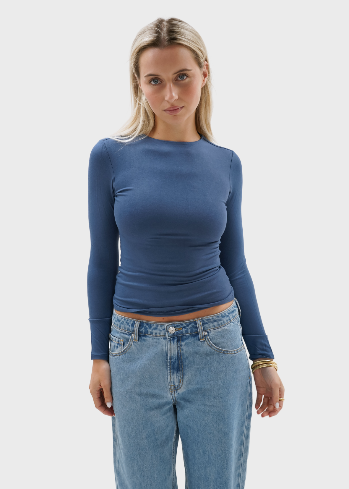 Long sleeve top long dark blue (tall)