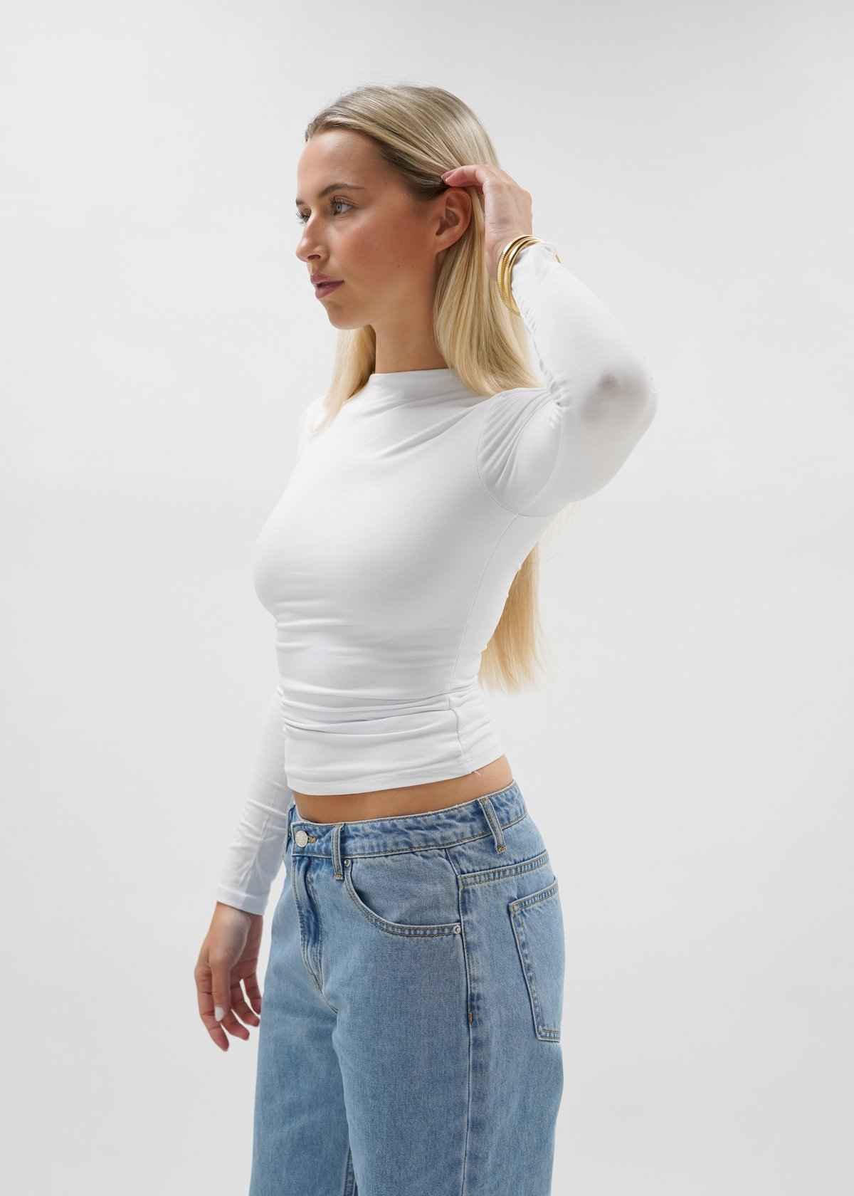 Long sleeve top long white (tall)
