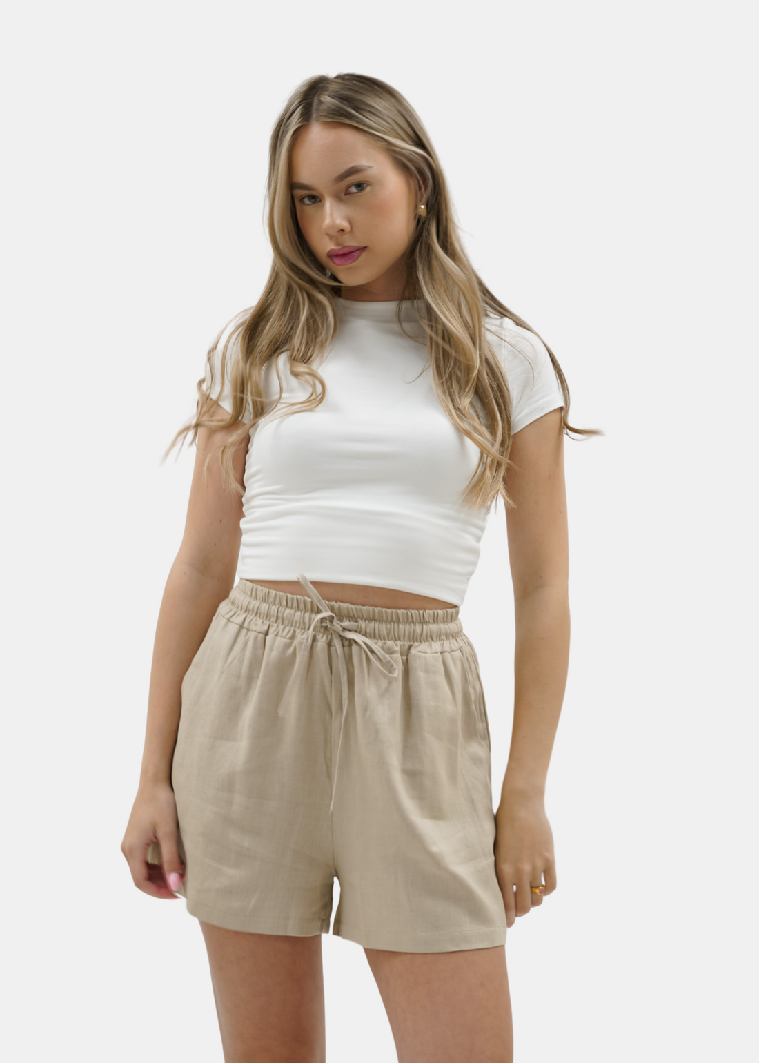 Linnen shorts sand