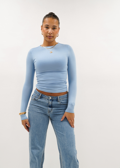 Long sleeve top long light blue (tall)