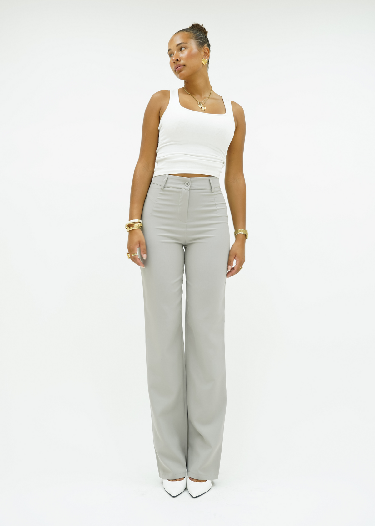 Straight leg pants classic creamy grey (tall)
