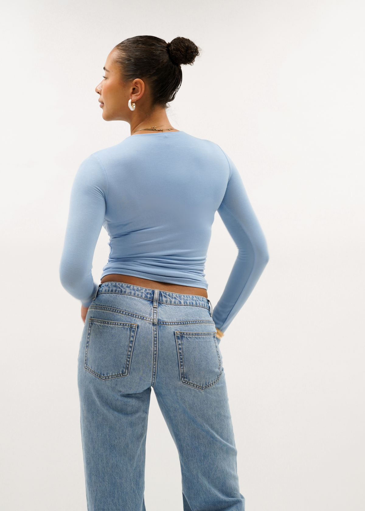 Long sleeve top long light blue (tall)