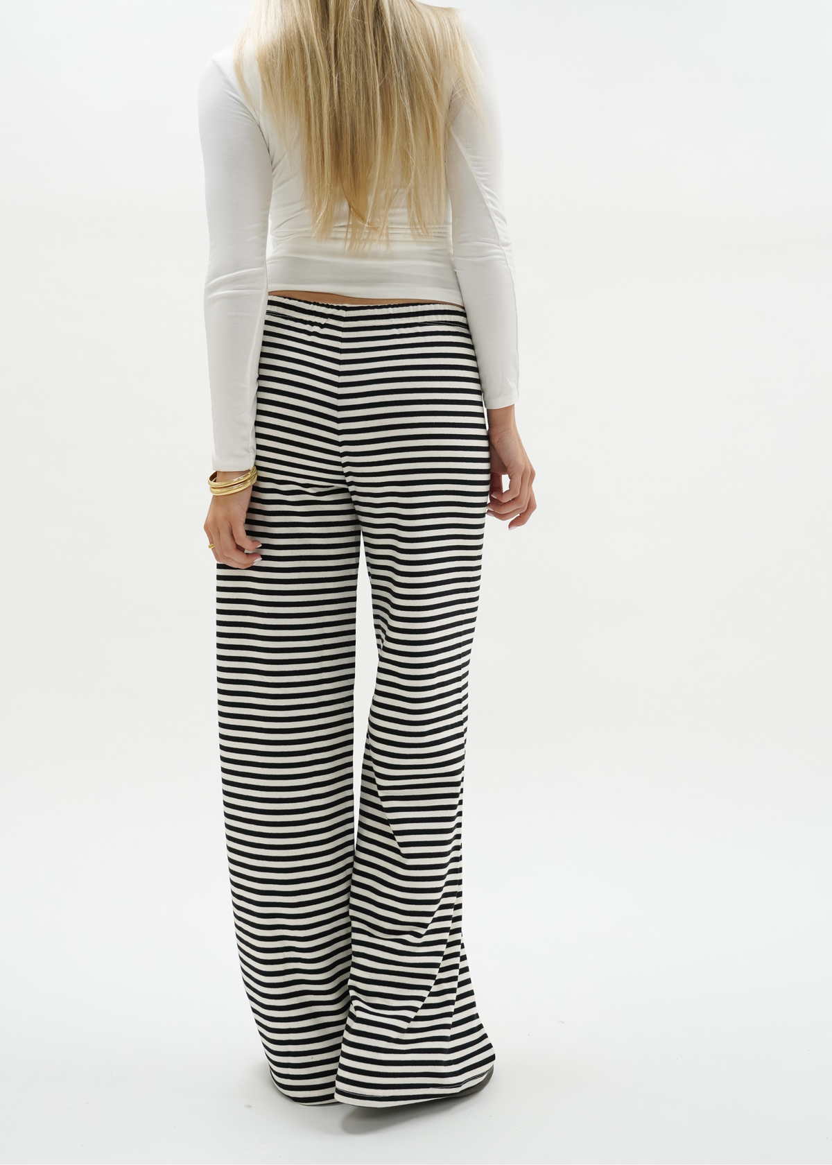 Soft striped pants crème/black (regular)