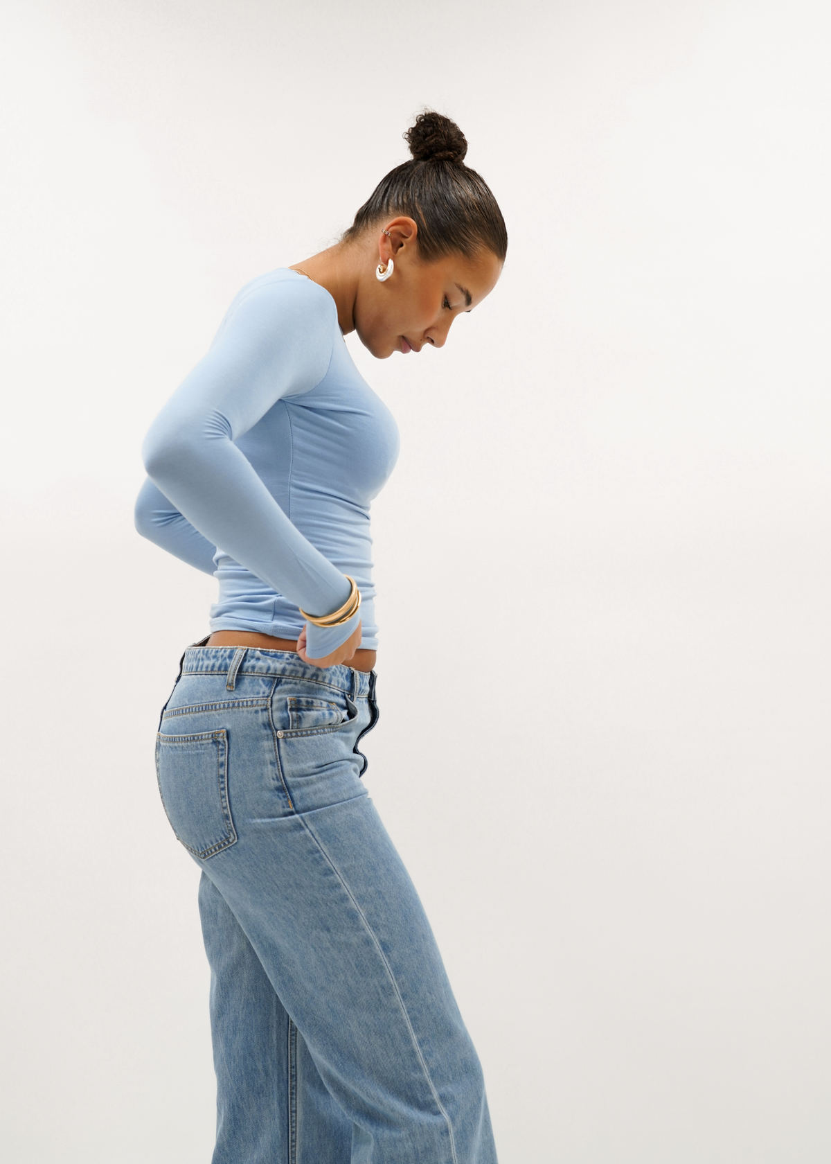 Long sleeve top long light blue (tall)