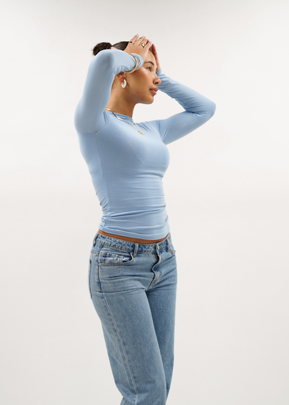 Long sleeve top long light blue (tall)