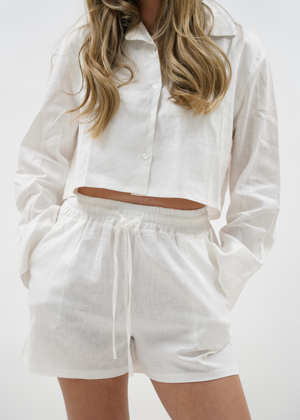 Linnen shorts white