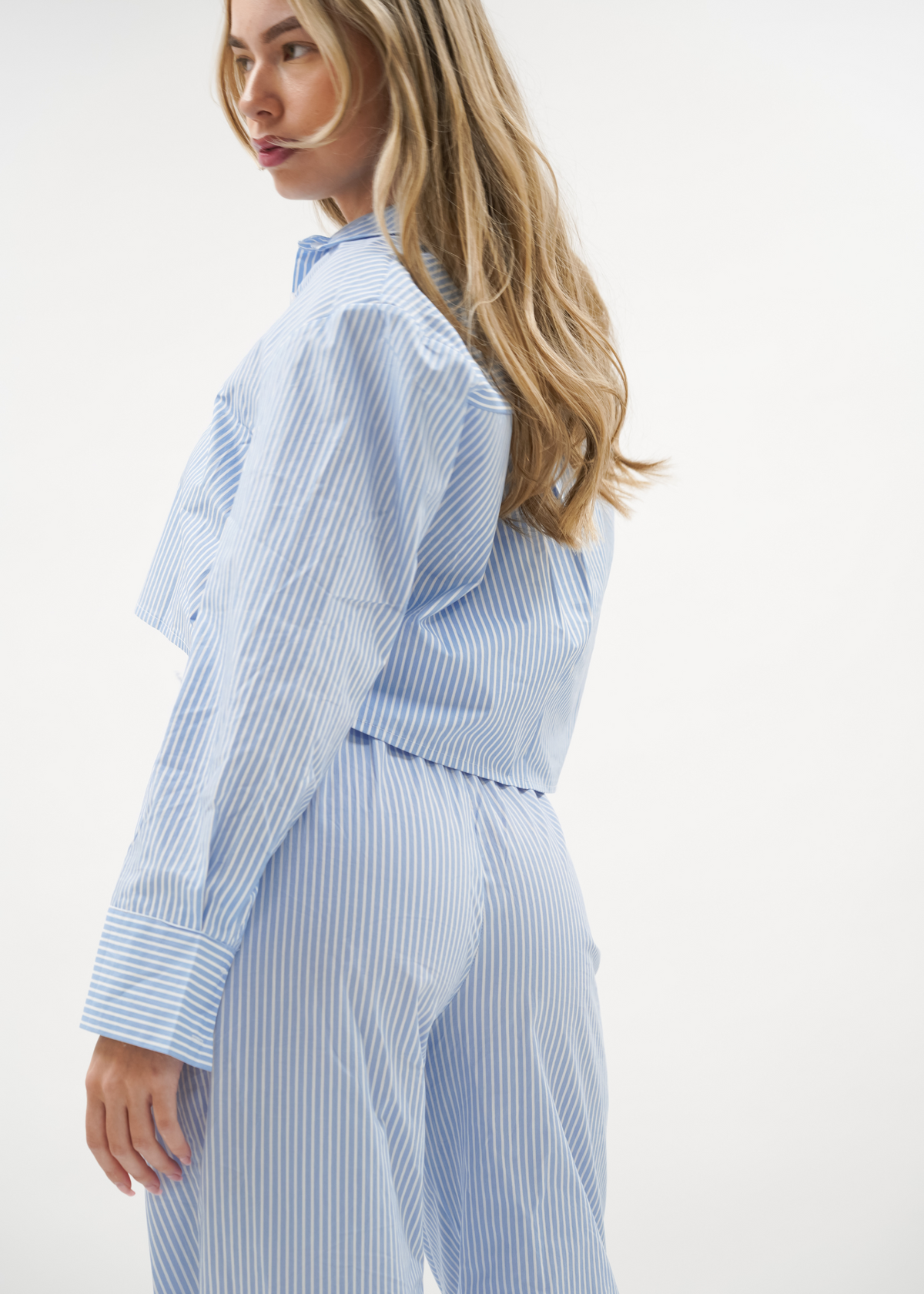 Cotton blouse striped blue/white