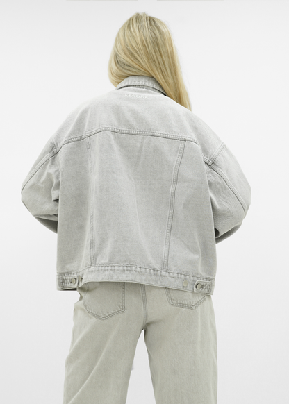 Oversized denim jacket light washed grey (tall)