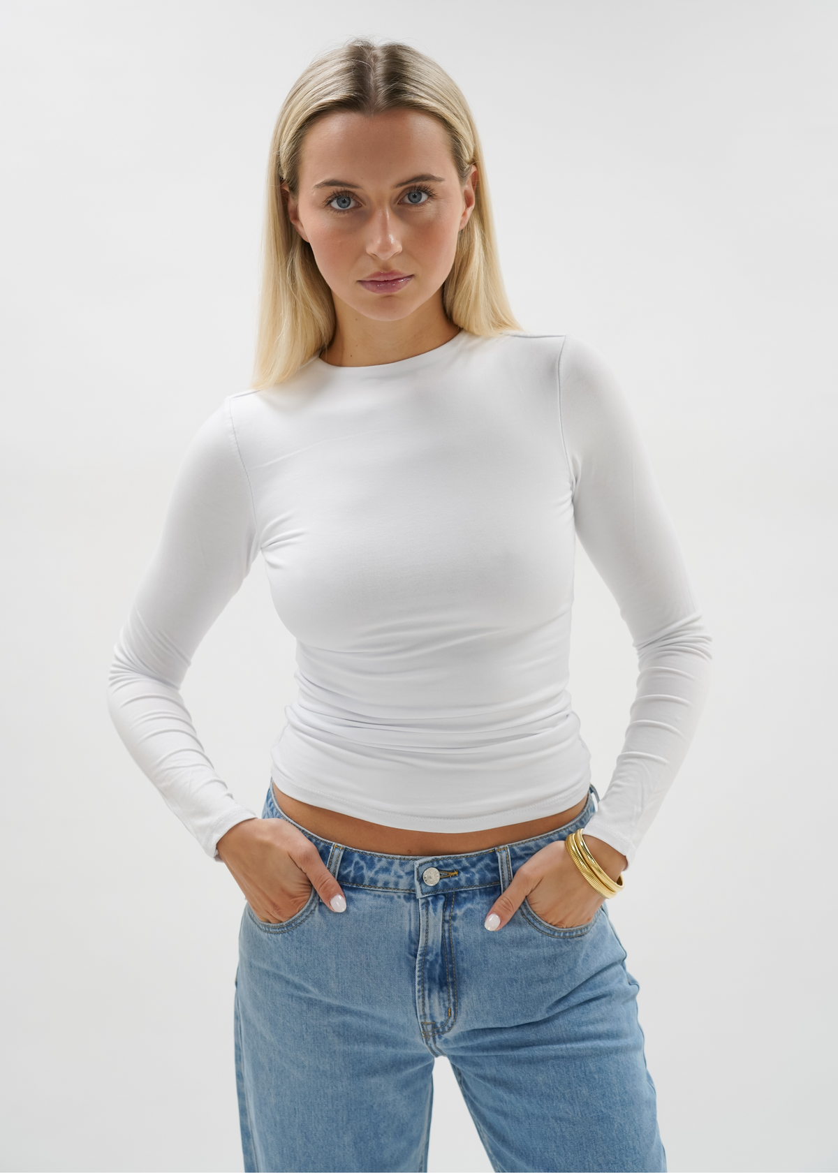 Long sleeve top long white (tall)