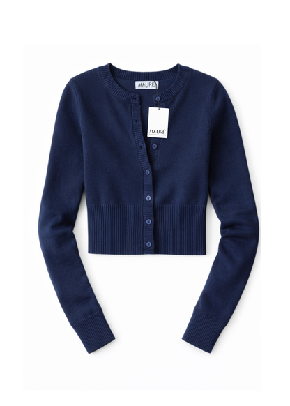 Soft knitted cardigan night blue (tall)