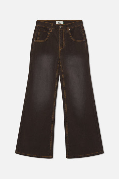 Corduroy Flared Brown Pants
