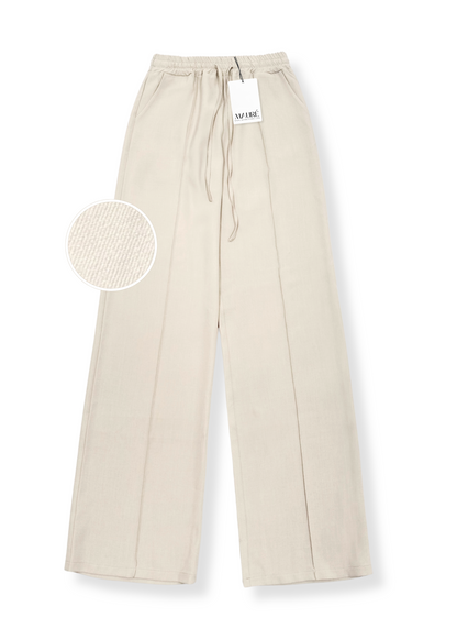 Flowy pants met pressfold (tall) crème