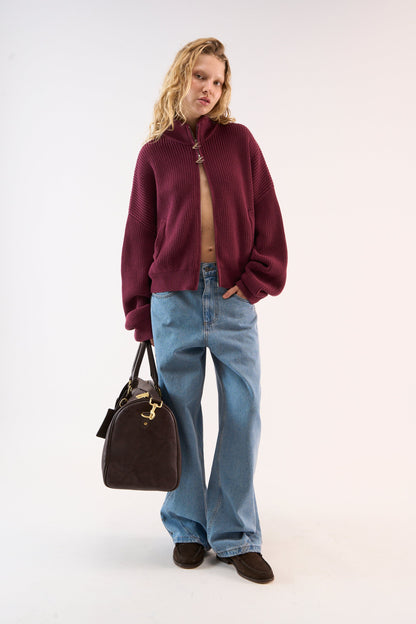 Delore Burgundy Knit Zipper