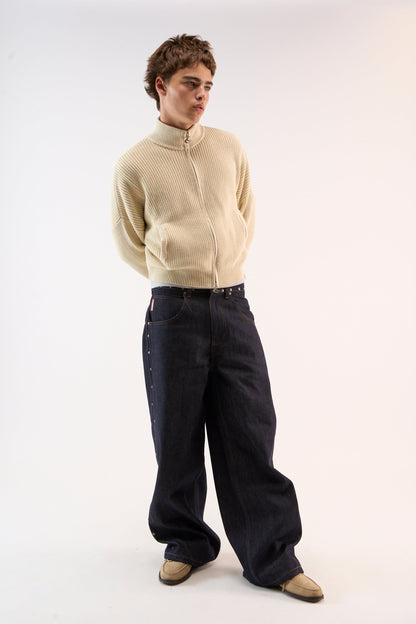 Delore Ecru Knit Zipper