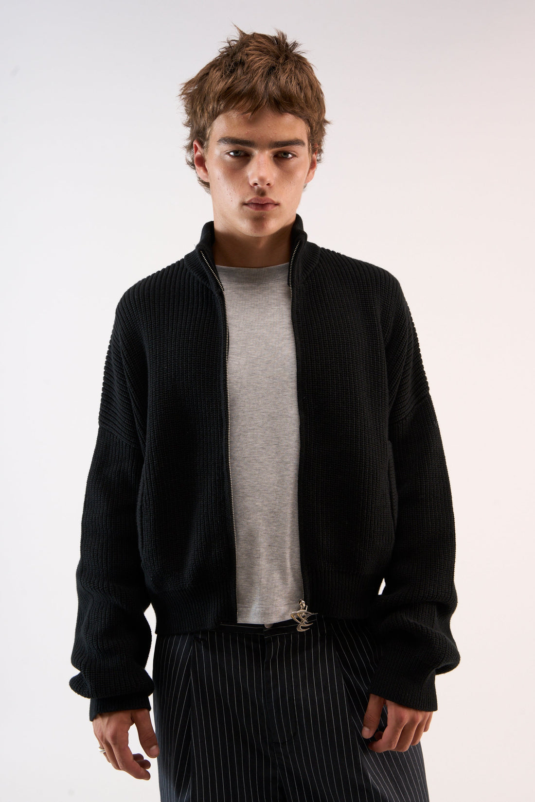 Delore Black Knit Zipper