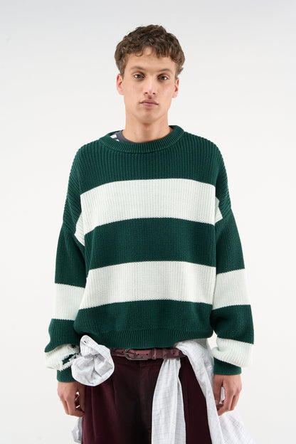 Hole Green &amp; White Knit