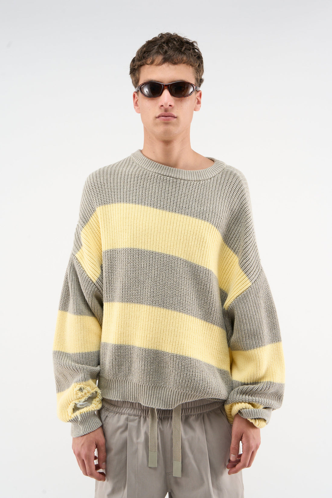 Hole Yellow &amp; Grey Knit