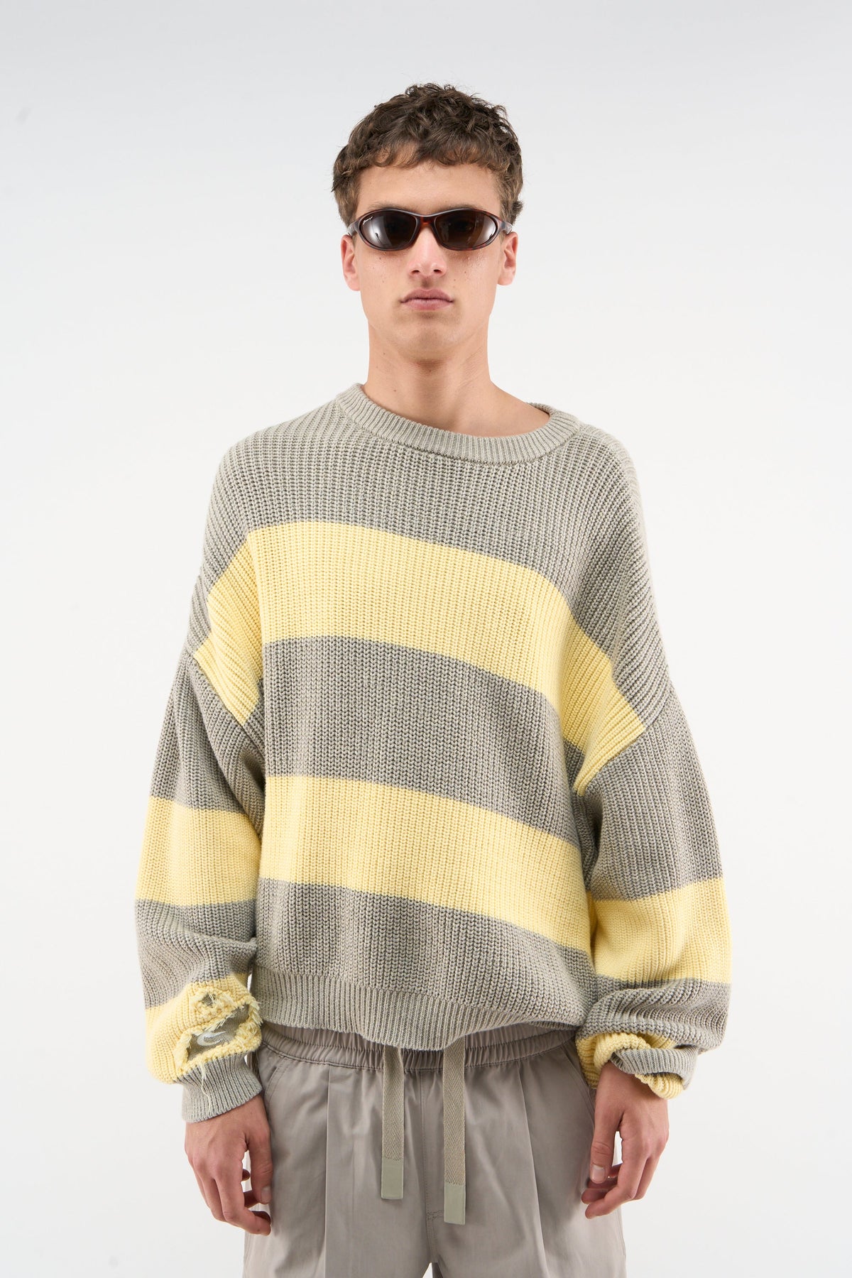 Hole Yellow &amp; Grey Knit