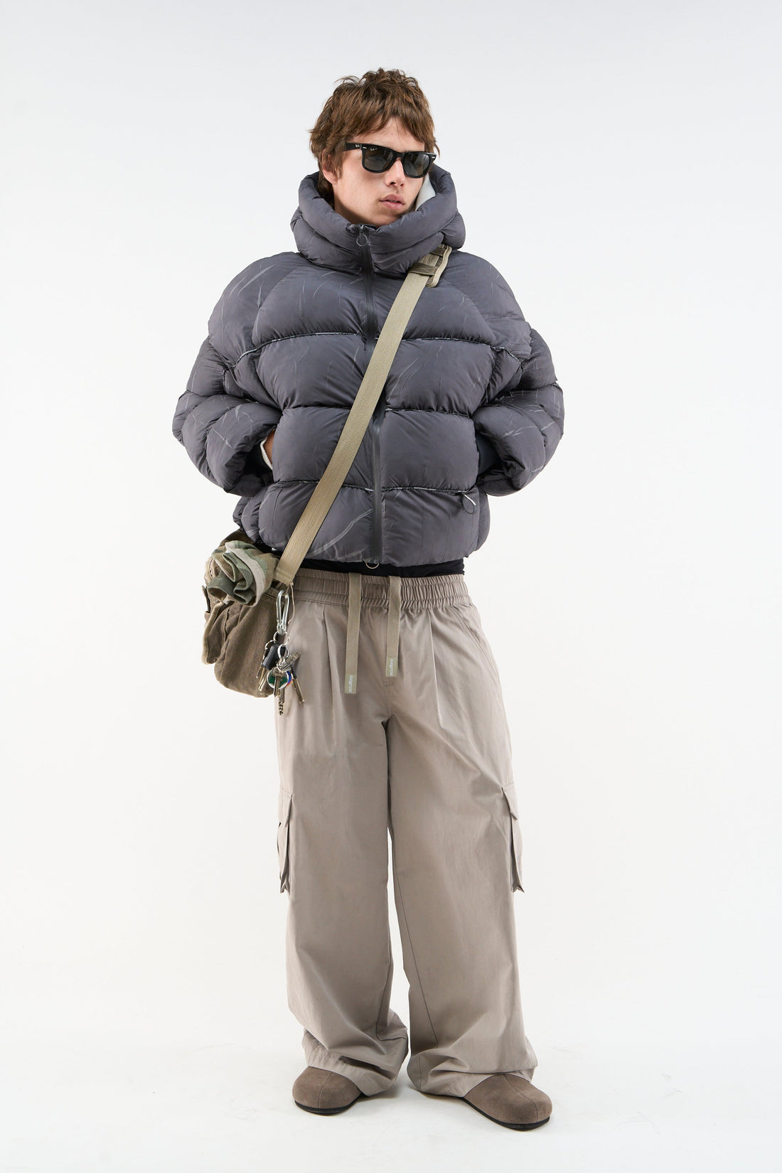 Marble Dark Grey Puffer Jacket