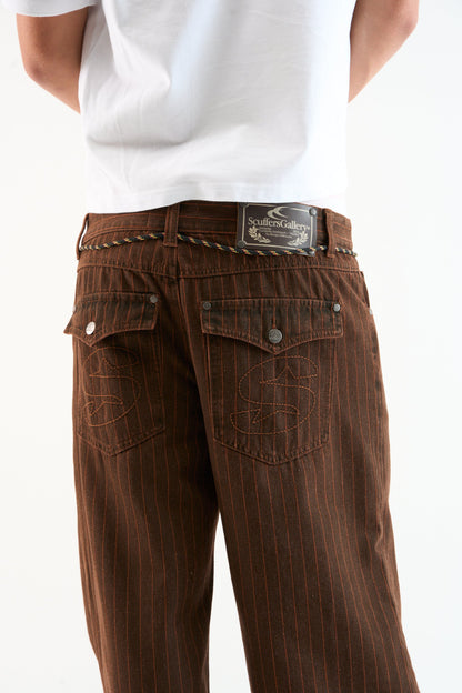 Pinstripe Carrie Brown Pants