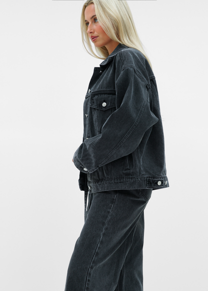 Oversized denim jacket dark washed grey (tall)