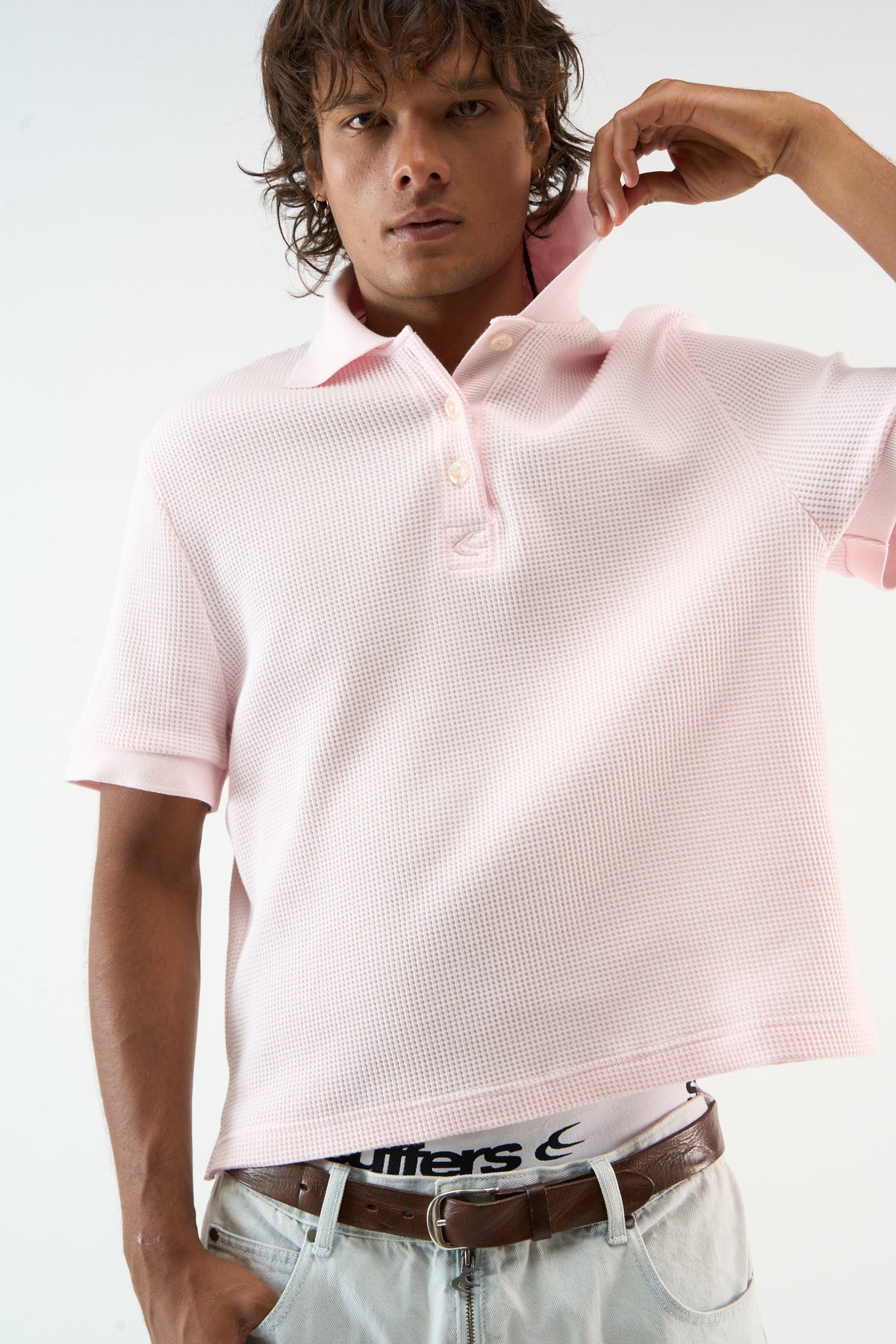 Waffle Pink Polo